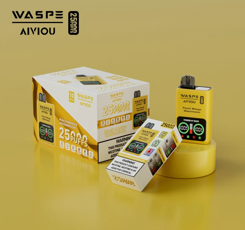 Wholesale WASPE 25000 PUFFS Dual Mesh Disposable Vape Pen with LCD Display 25ml 0 2 5 Nicotine Options 1