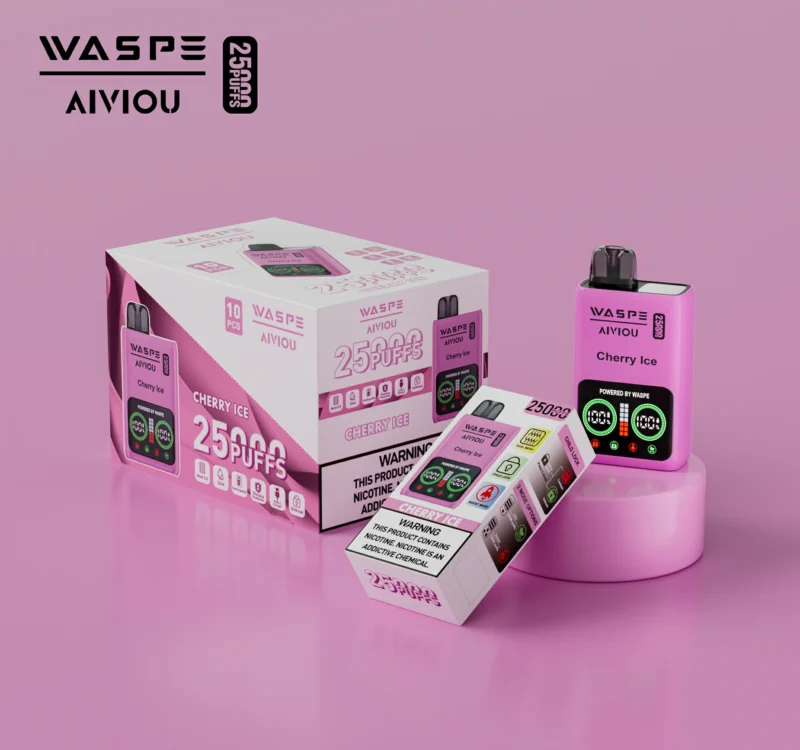 Wholesale WASPE 25000 PUFFS Dual Mesh Disposable Vape Pen with LCD Display 25ml 0 2 5 Nicotine Options 3